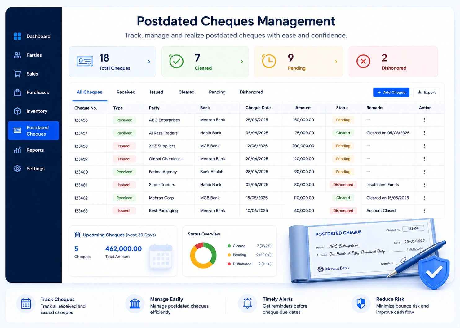Postdated Cheques Management